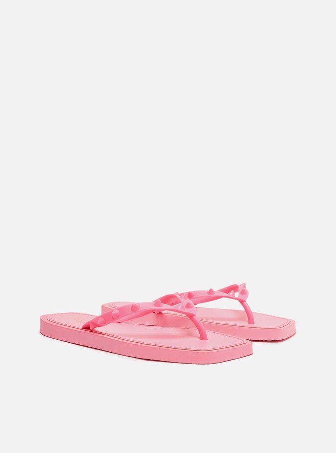 Chinelo de Dedo Rosa Bico Quadrado Brizza Rock