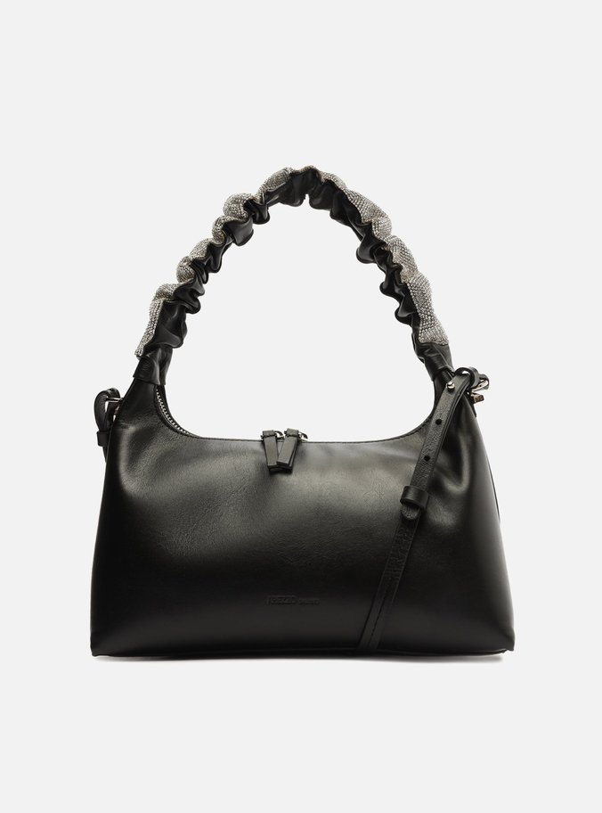 Tiracolo Preta Couro Agatha Pequena Strass