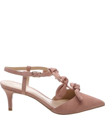 Scarpin Nobuck Salto Médio Tiny Bow Rose Blush
