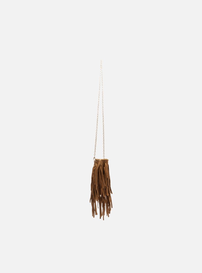 Mini Bag Marrom Suede Franjas Porta-Celular
