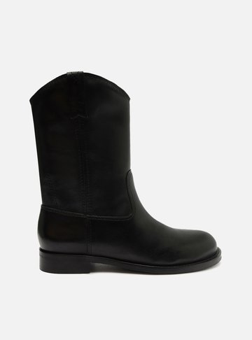 Bota Preta Couro Cano Médio Alicia