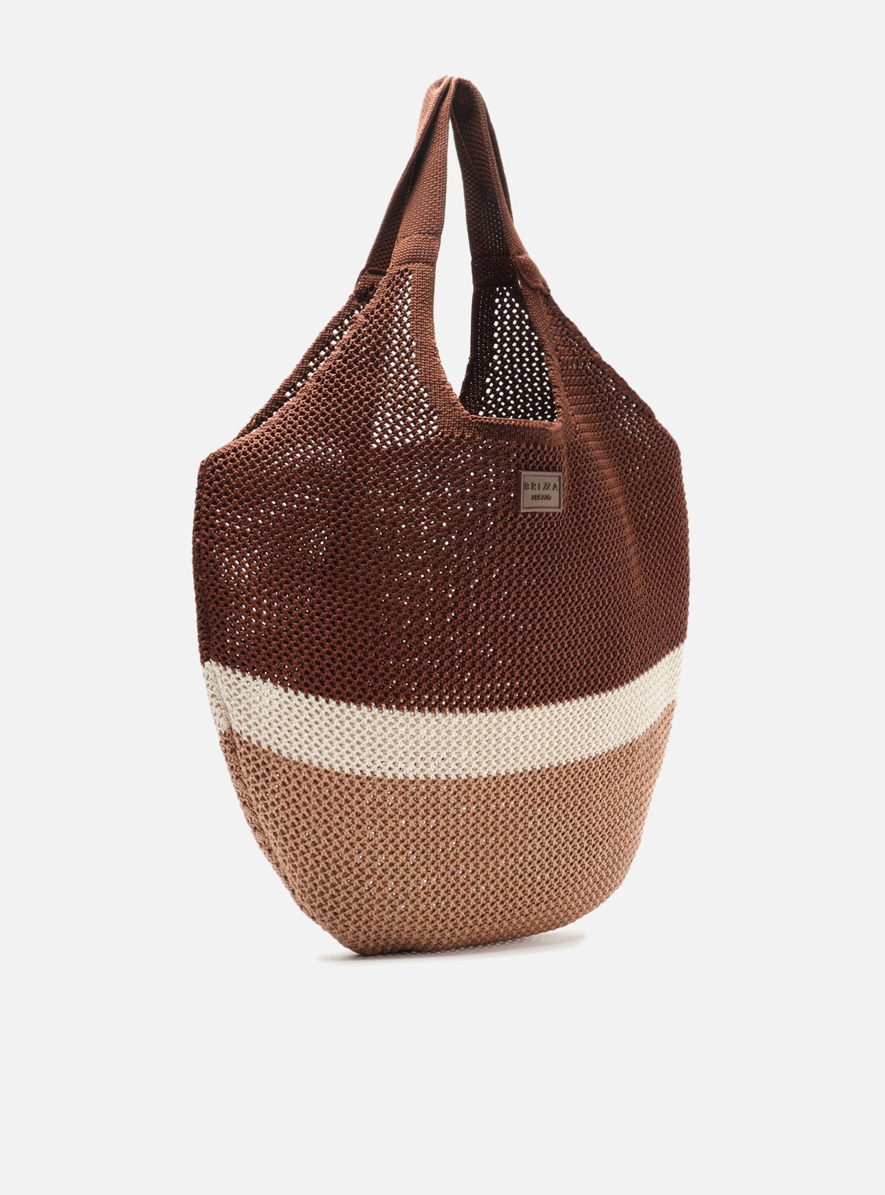 Bolsa Shopping Marrom Crochê Grande Bege — foto 5
