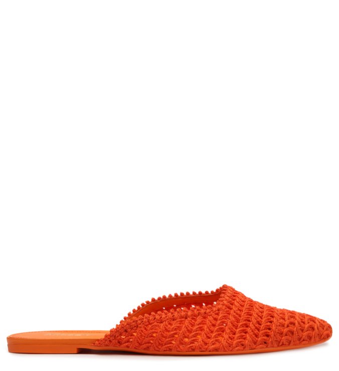 Mule Laranja Bordada Bico Fino Real Orange