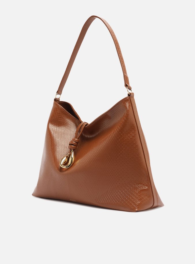 Bolsa Tiracolo Envernizada Marrom Grande