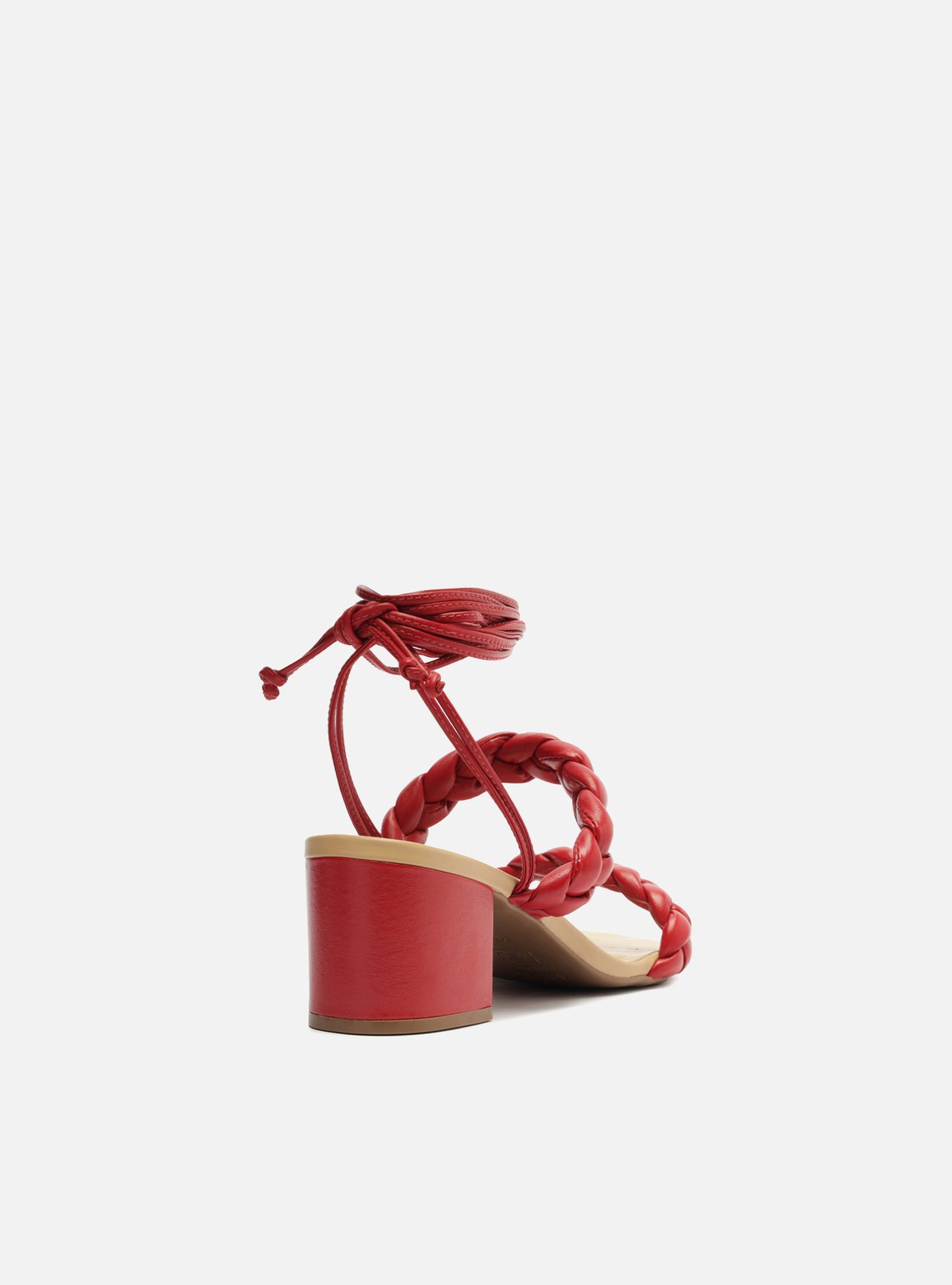 Sandália Vermelho Salto Bloco Amarração — foto 3