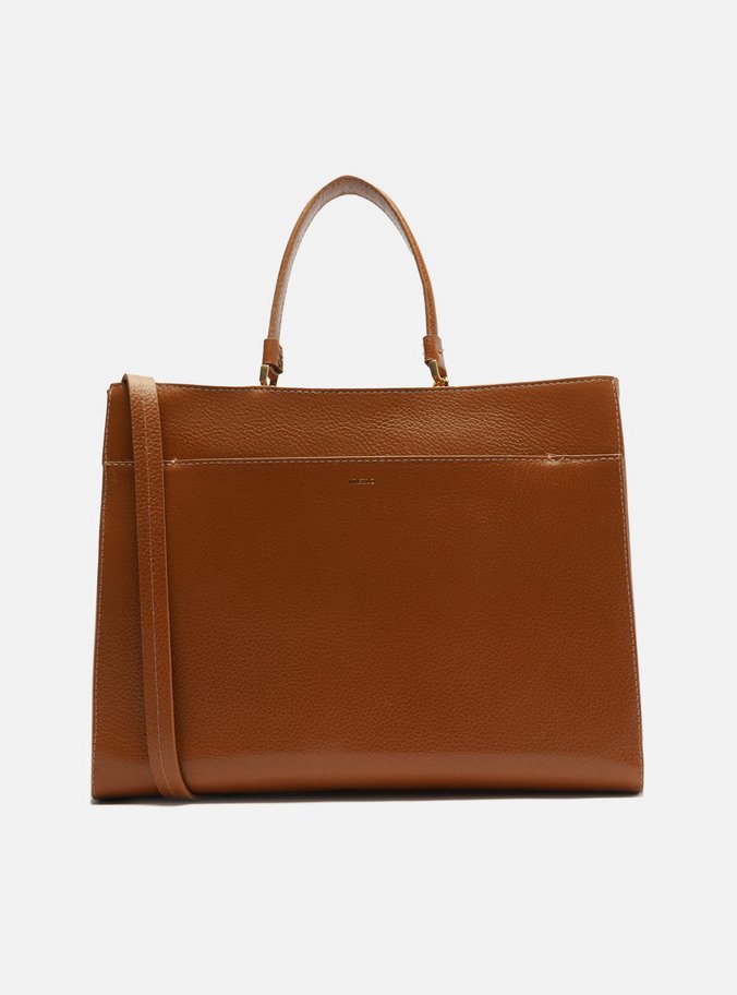 Bolsa Tote Marrom Couro Grande Alças