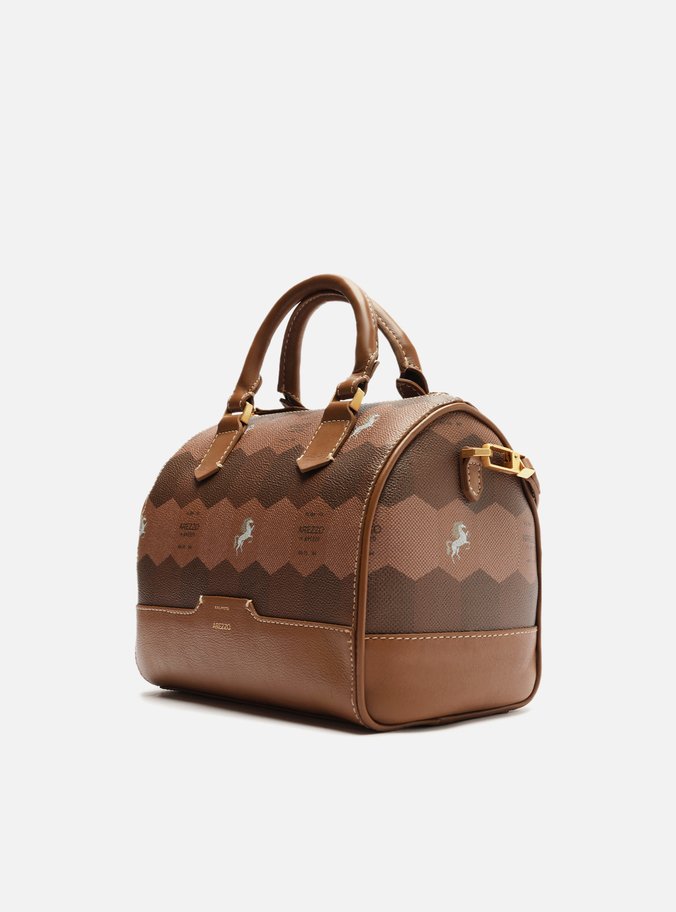 Bolsa Bowling Marrom Couro Estampa  Média