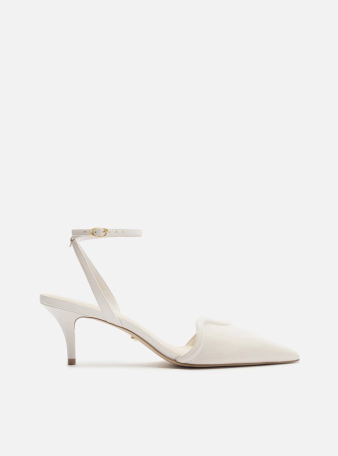 Scarpin Branco Couro Salto Kitten Recorte Curvo