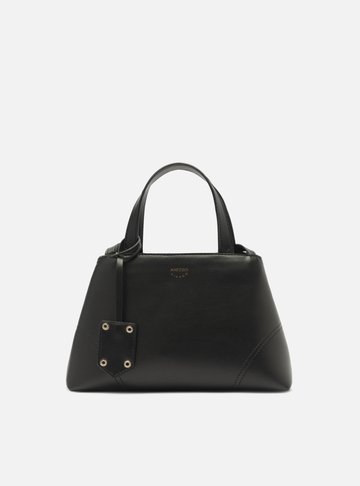 Bolsa Tote Preta Média Costuras Bag Charm