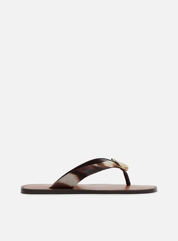 Rasteira Animal Print Flip Flop Metal