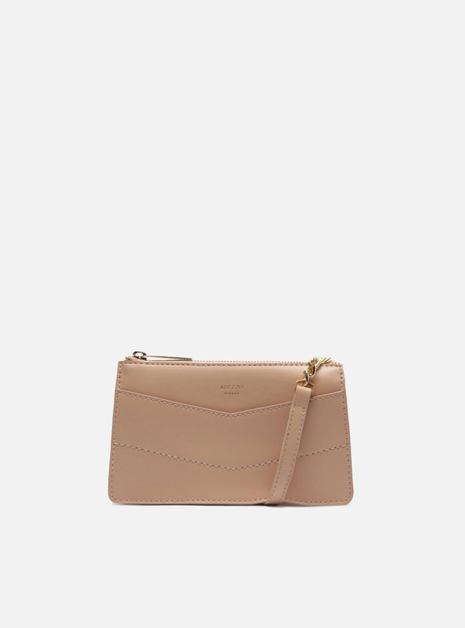 Bolsa Tiracolo Bege Pequena Costuras