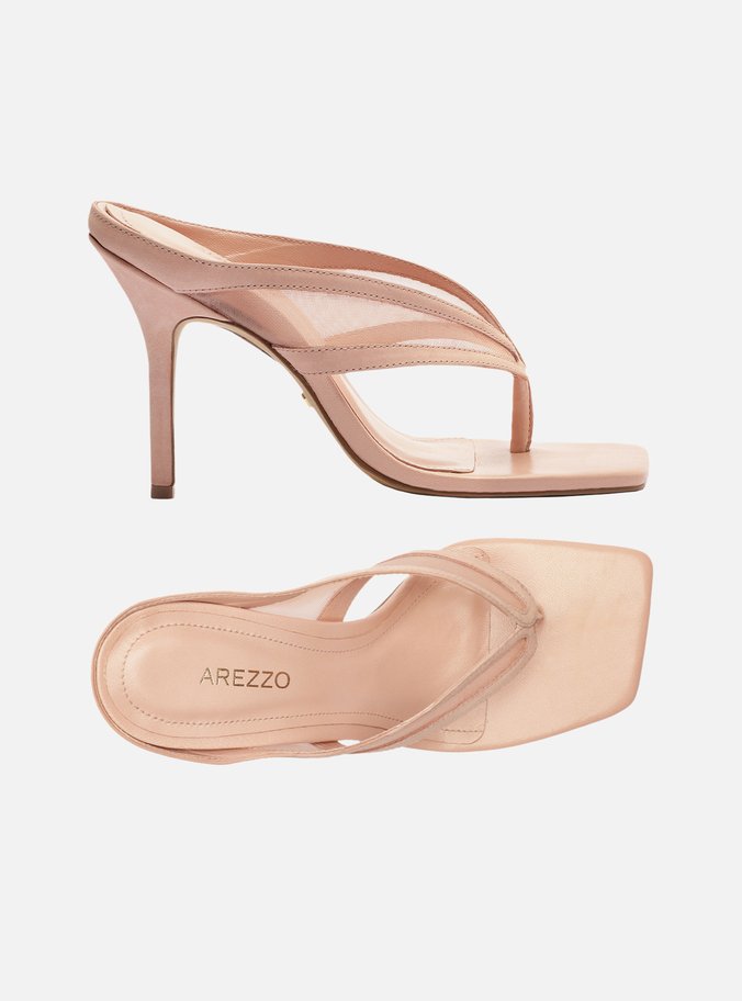 Mule Rosa Tela Salto Alto Thong
