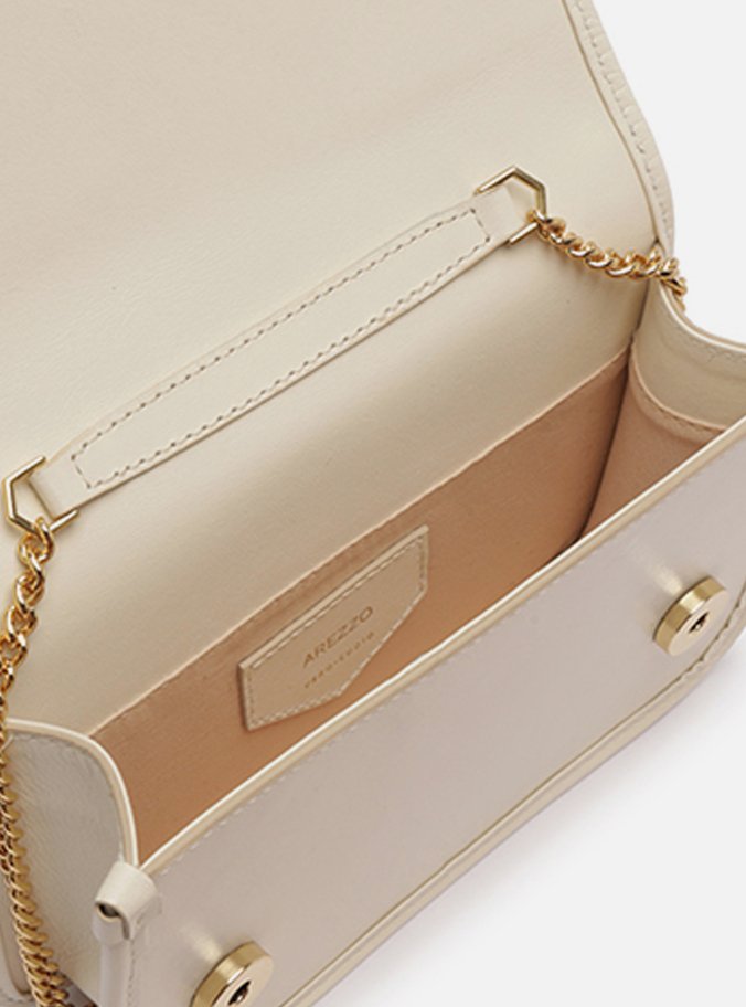 Bolsa Tiracolo Branca Couro Pequena Corrente