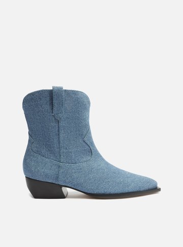 Bota Azul Jeans Cano Curto Western