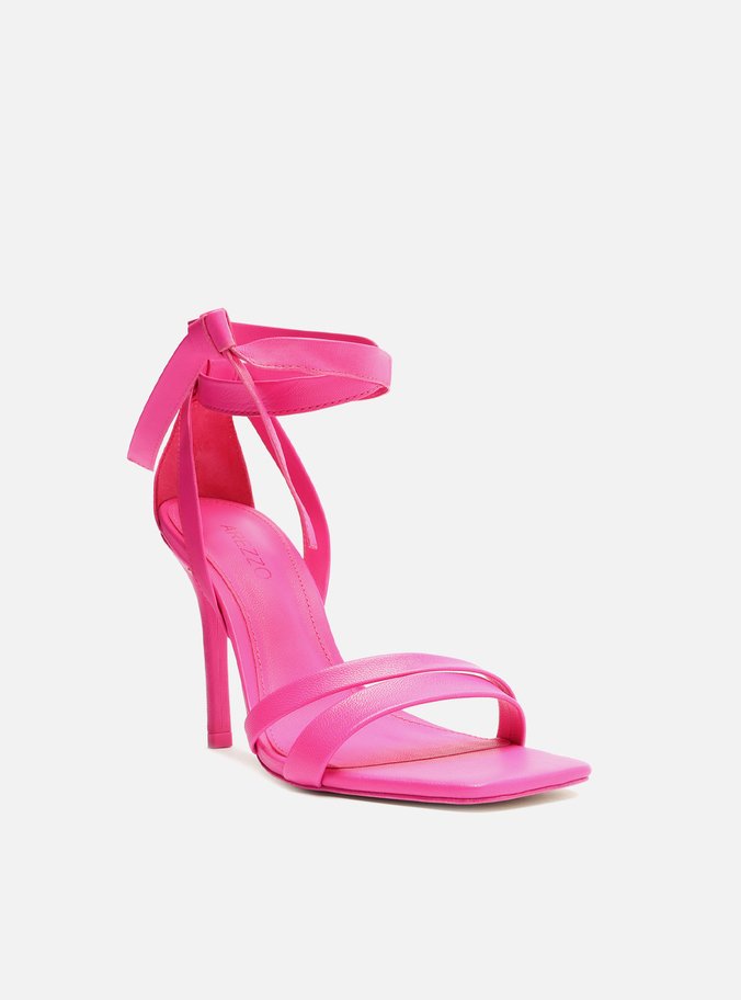 Sandália Rosa Salto Alto Lace Up