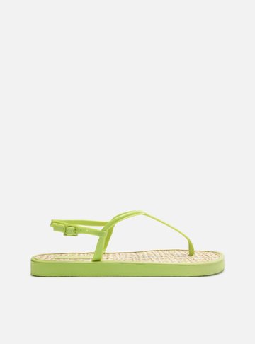 Sandália Rasteira Verde Slim Tramada Brizza