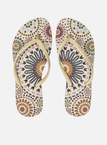 Chinelo de Dedo Branco Estampa Color Marrocos