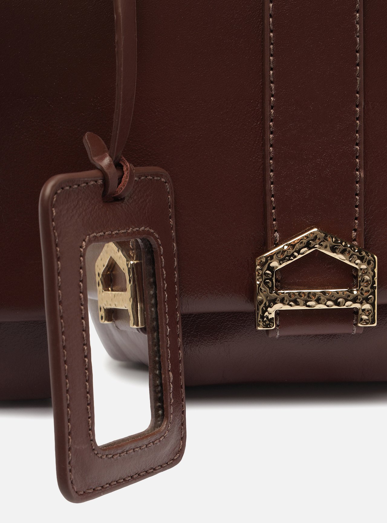 Bolsa Tiracolo Marrom Couro Média Alça Corrente — foto 6