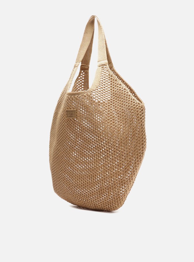 Bolsa Shopping Bege Crochê Mayra Grande
