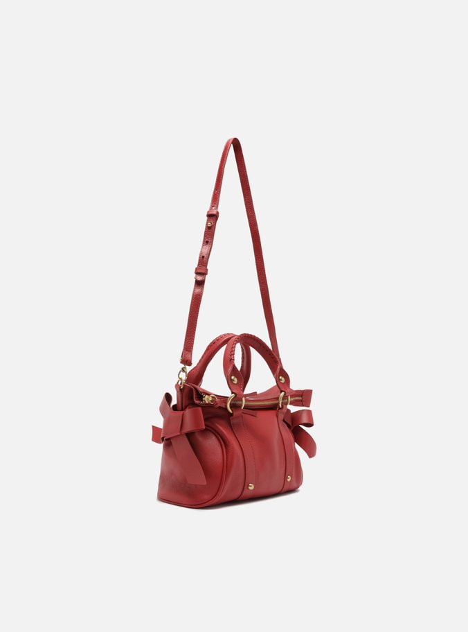 Bolsa Tote Vermelha Couro Pequena Alças Mix