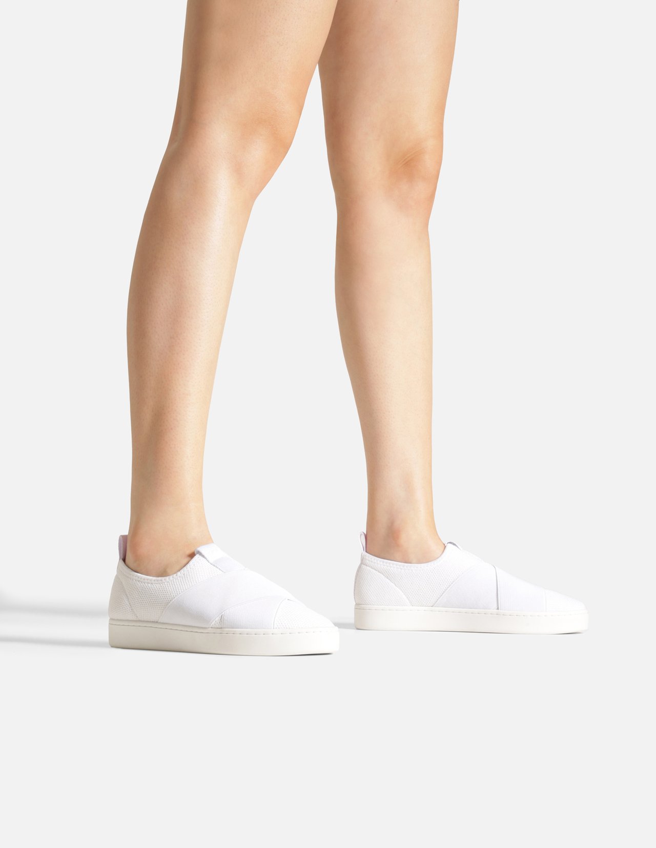 Slip On Branco Tecido Sola Baixa Elásticos — foto 8