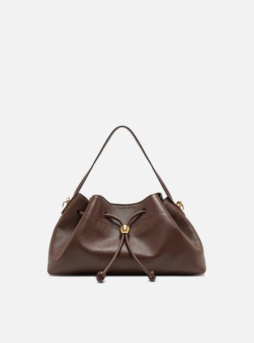 Bolsa Bucket Marrom Couro Média Knot