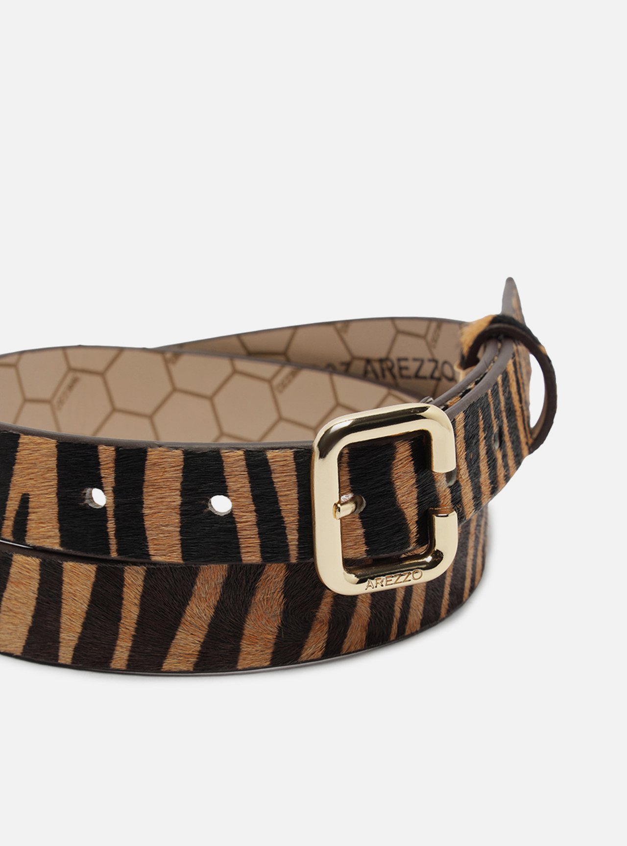 Cinto Animal Print Couro Fivela Dourada — foto 4