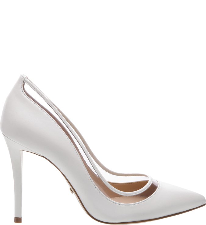 Scarpin Couro e Vinil Salto Fino Bianco