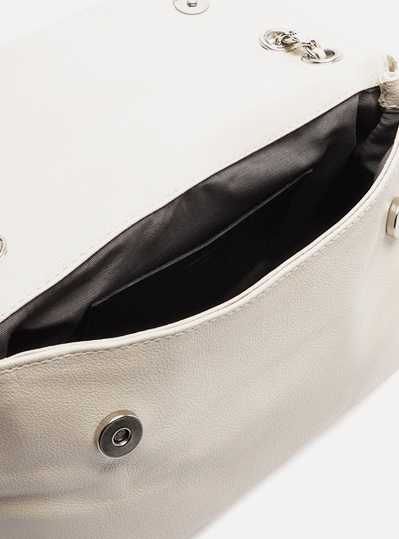 Bolsa Tiracolo Off White Couro Média Metal — foto 4