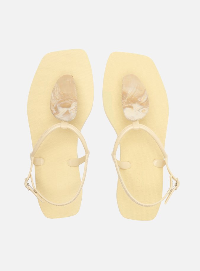 Sandália Rasteira Off-White Slim Square Quartzo
