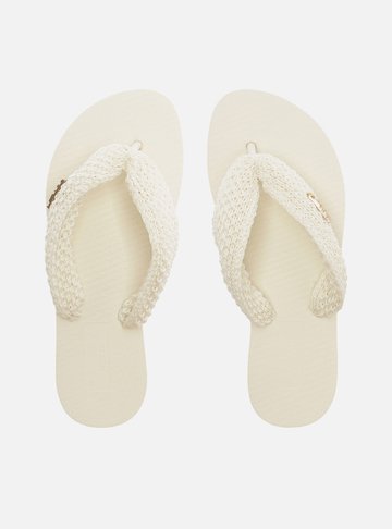 Arezzo — Chinelo de Dedo Branco Essential Tiras Crochê