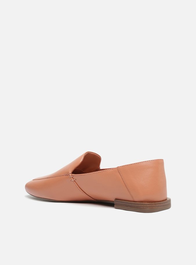 Mocassim Rosa Couro Salto Baixo Geométrico
