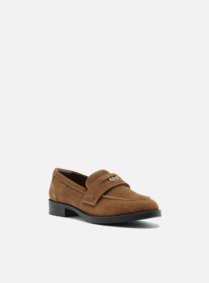 Mocassim Marrom Suede Bico Redondo Medalha
