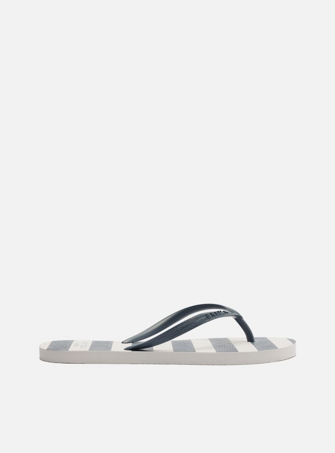 Chinelo de Dedo Azul e Branco Listras Brizza