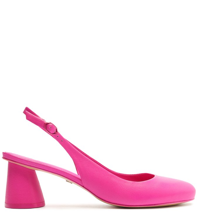 Scarpin Rosa Couro Salto Geométrico Piera [PRÉ VENDA]