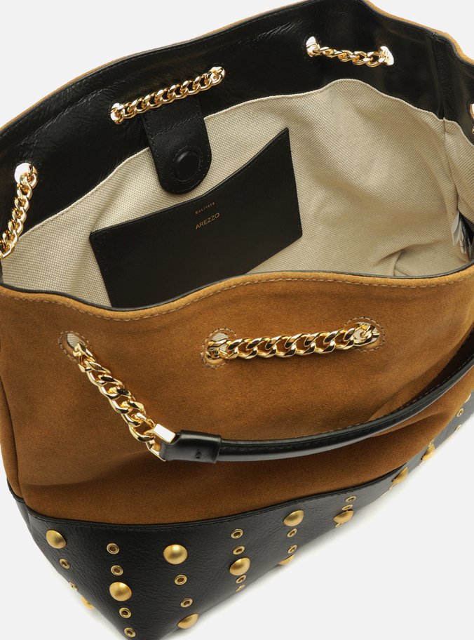 Bolsa Bucket Marrom Couro Acamurçado Grande