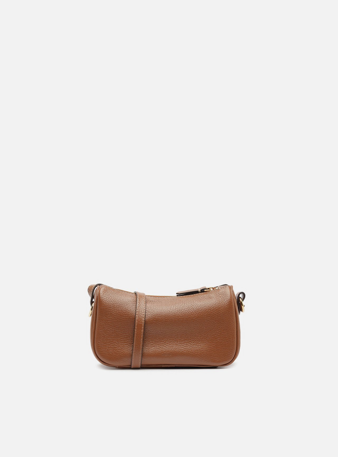 Bolsa Shoulder Marrom Couro Pequena Metais — foto 3