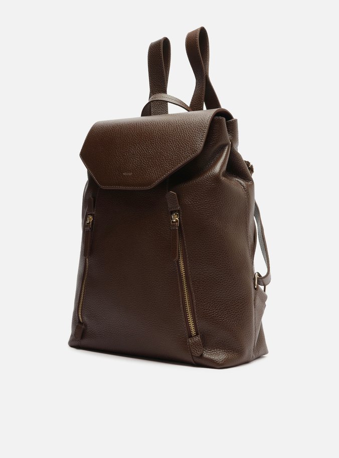 Mochila Marrom Intense Couro Grande Bolsos