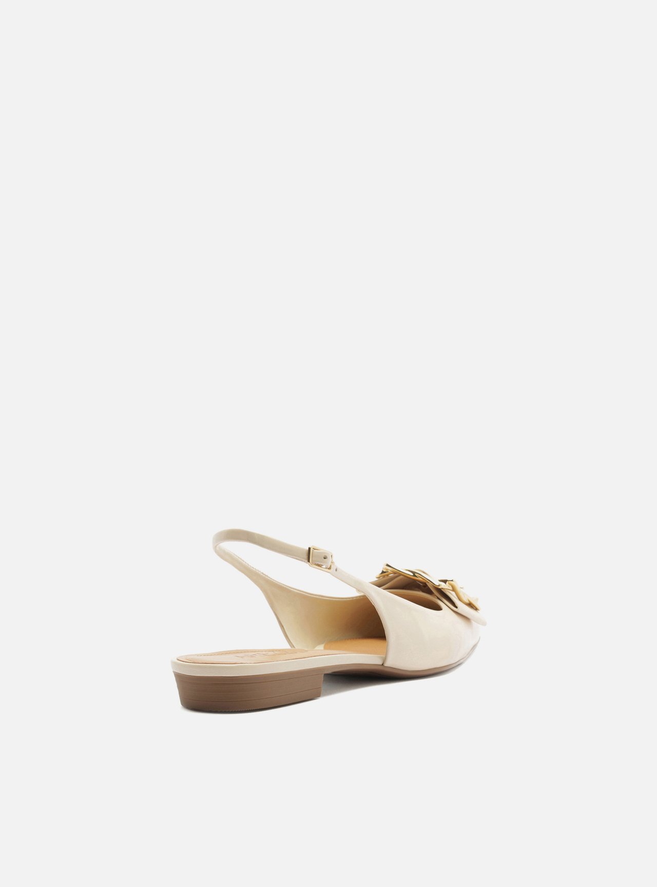 Sapatilha Off-White Couro Slingback Fivela Metal — foto 3