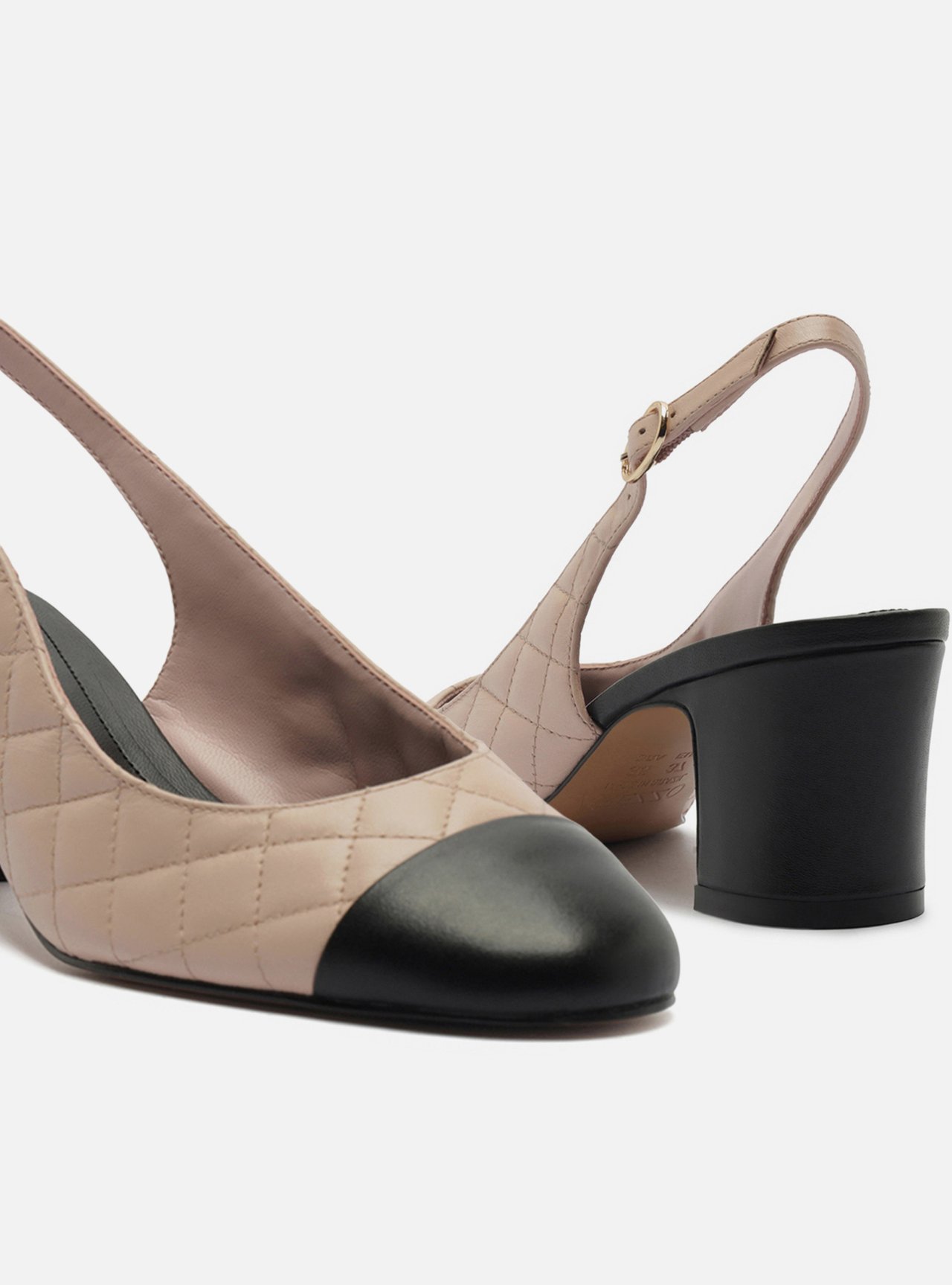 Scarpin Multicolorido Couro Salto Bloco Fivela Slingback — foto 4