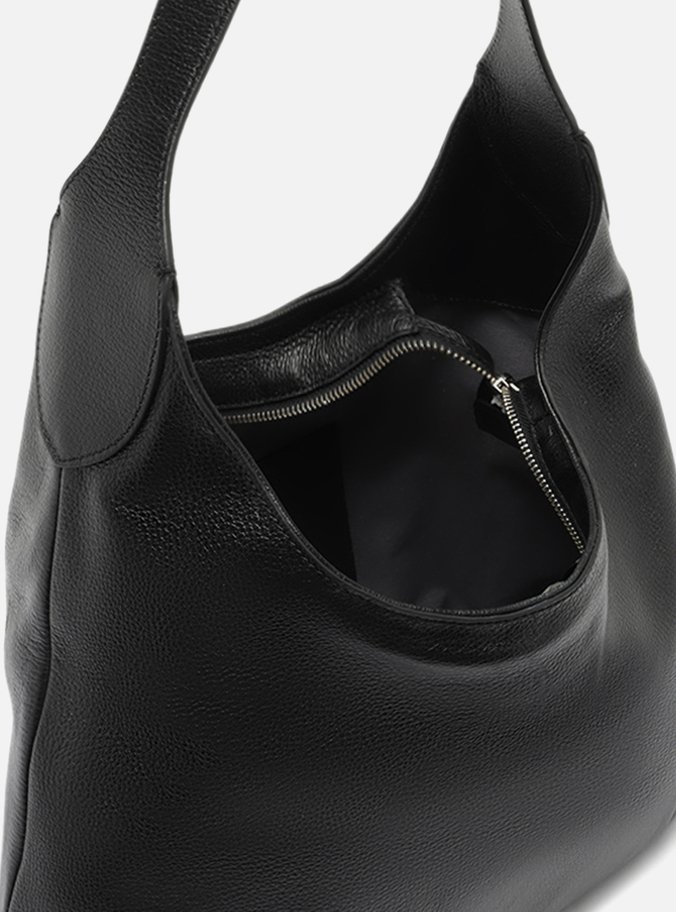 Bolsa Hobo Preta Couro Grande Alça Dupla