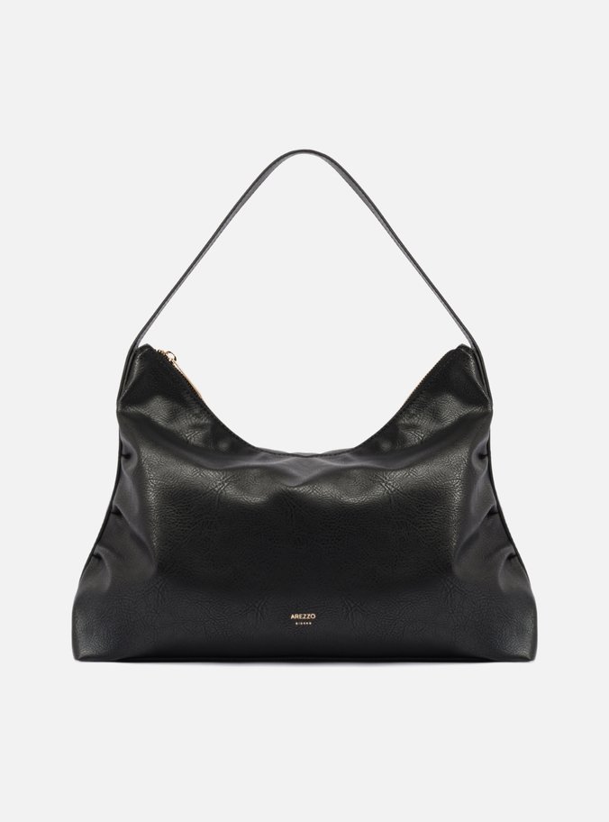 Bolsa Hobo Preta Grande Franzida