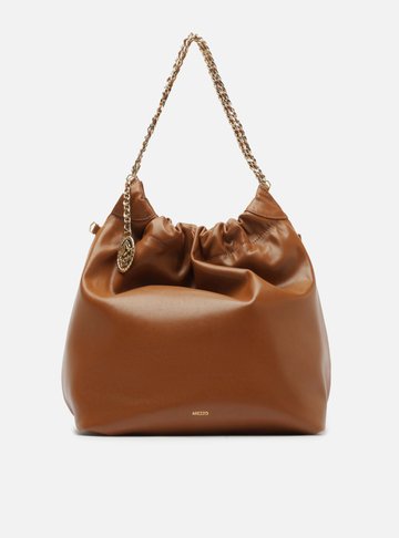 Arezzo — Bolsa Hobo Caramelo Couro Grande Alça Corrente