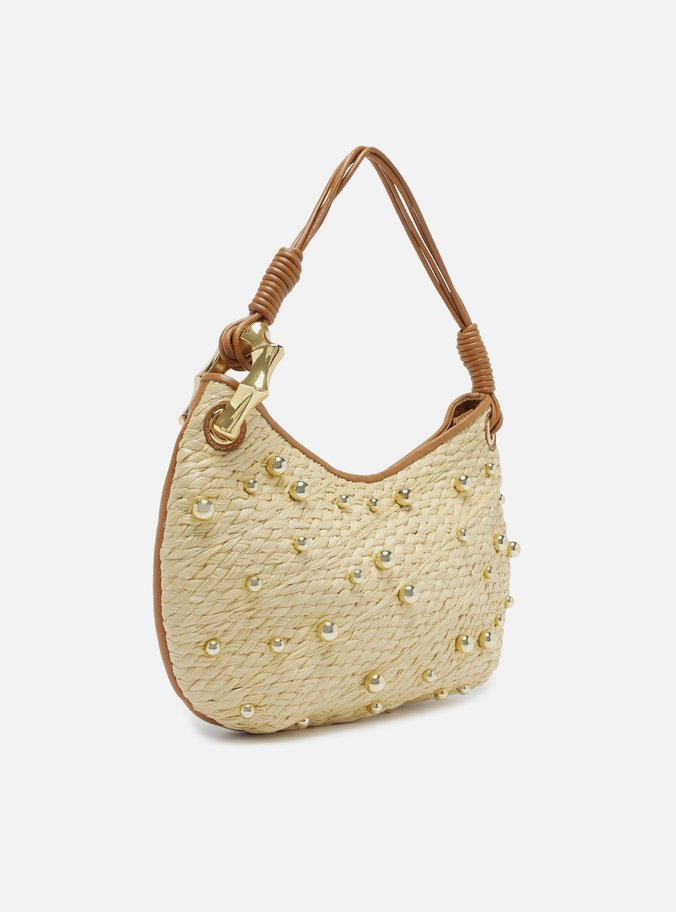 Bolsa Tiracolo Palha Natural Média Esferas