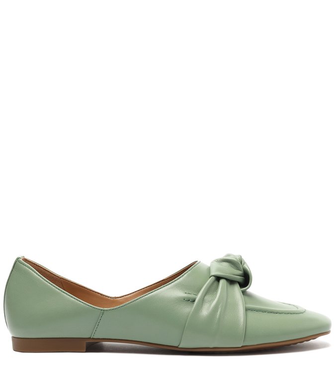 Mocassim Verde Couro Nó
