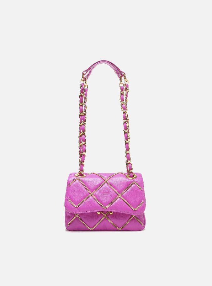 Bolsa Tiracolo Rosa Correntes Couro Mizz Pequena