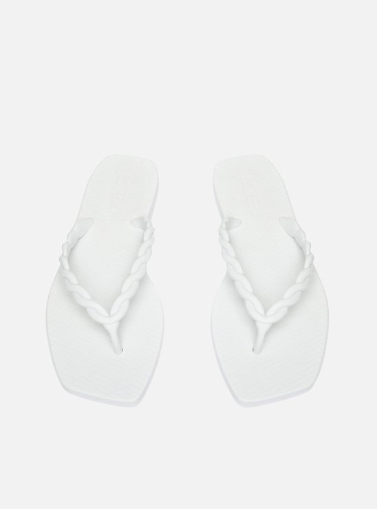 Chinelo Bico Quadrado Trançado Branco Brizza Plural