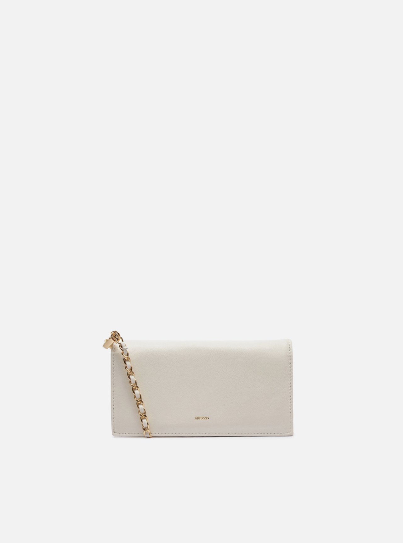 Bolsa Clutch Branca Couro Pequena Corrente — foto 3