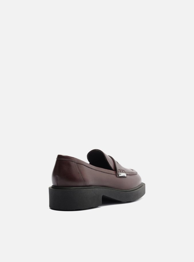 Mocassim Marrom Couro Bloco Tira Detalhe