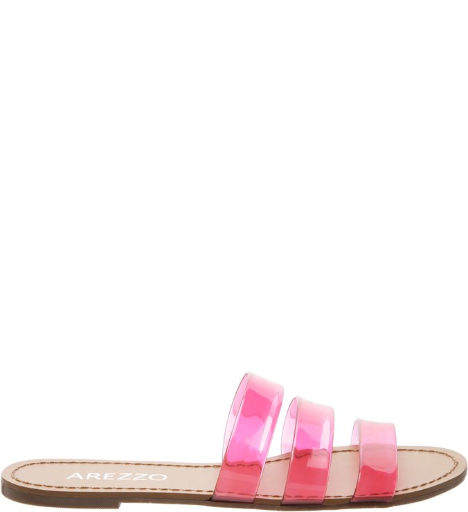Chinelo Slide Tiras Transparente Pink